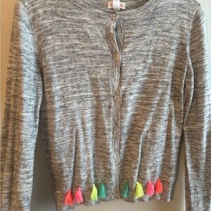 Cat and jack Girl’s gray Sweater with Colorful Tassels size xl